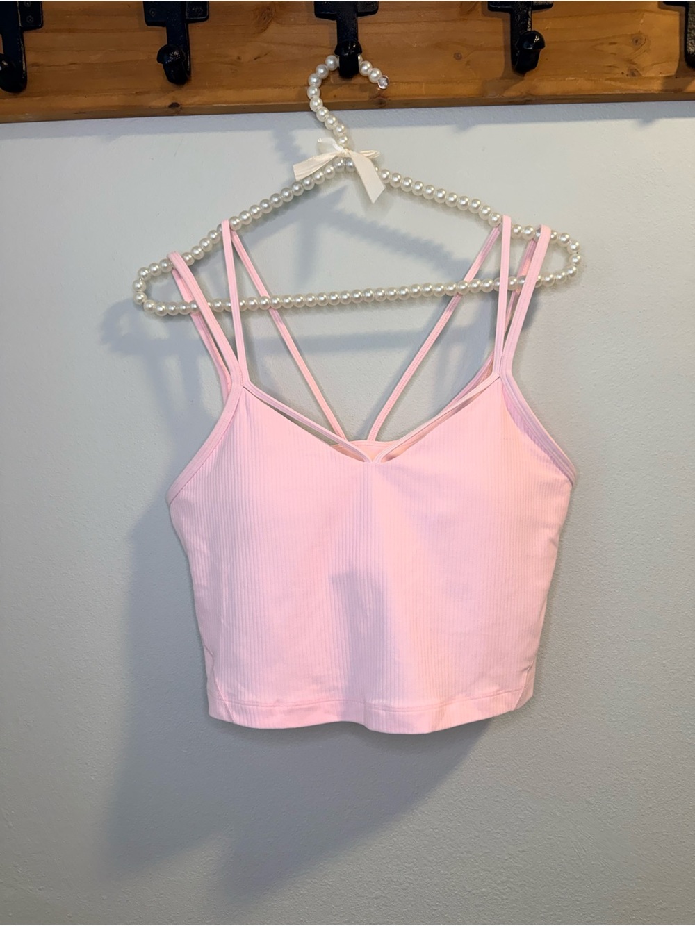 Lululemon Align Strappy Pink Ribbed Crop Top size 8